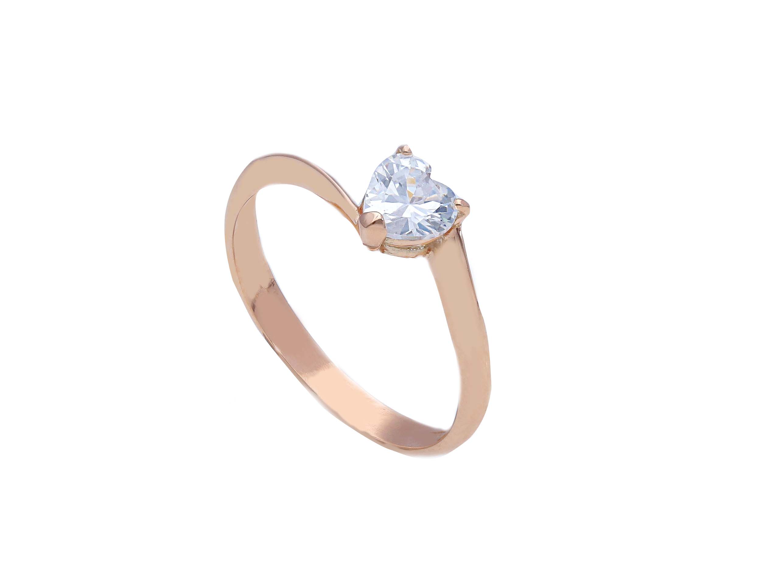 Single stone k9 rose gold ring with zirkon (S258105)